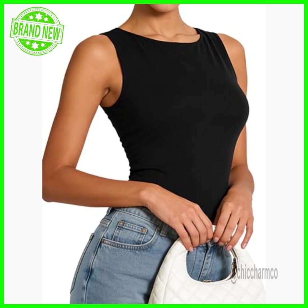 Sexy Open Back Tank Top with Tie Detail, Boat Neck, Slim Fit - Picture 6 of 6